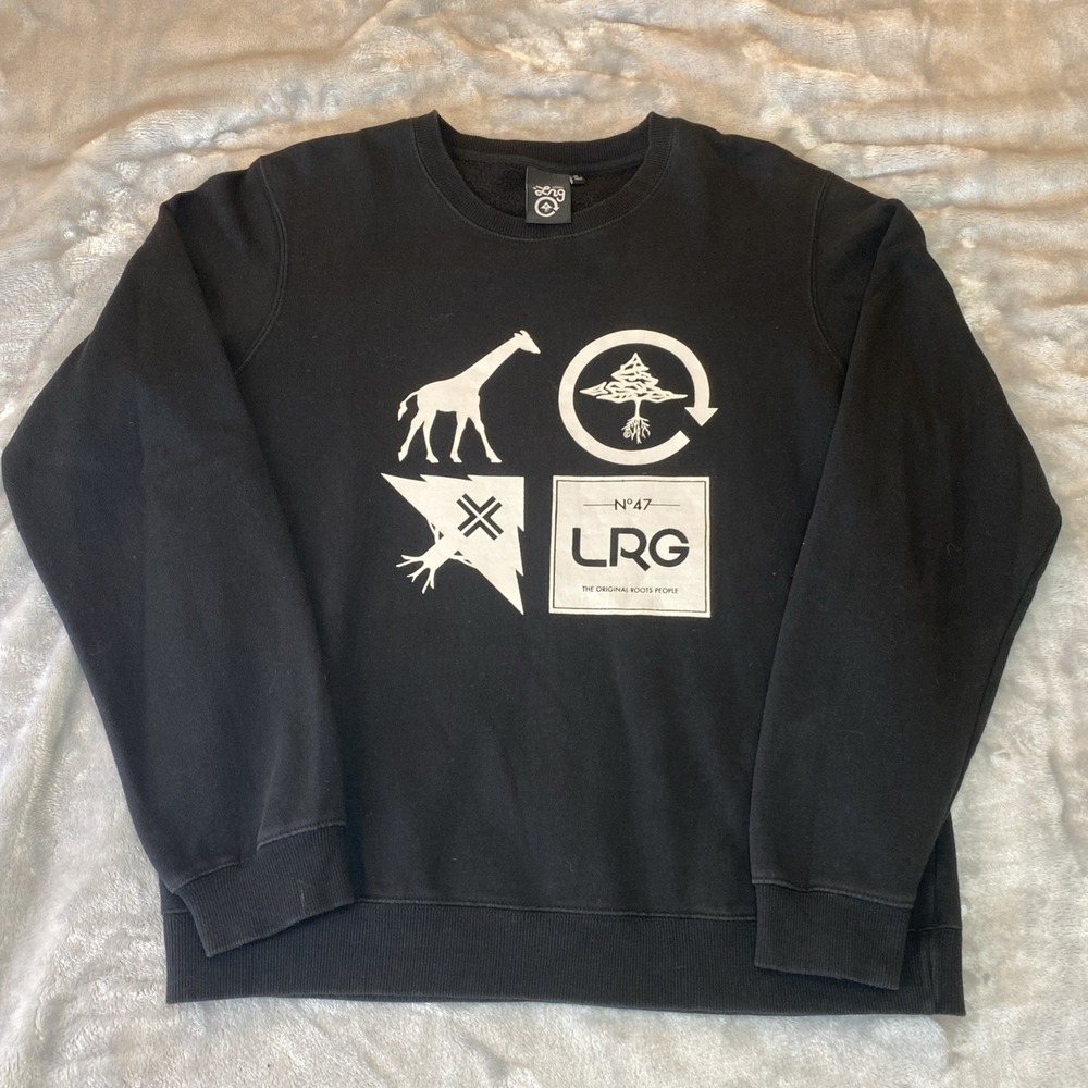 LRG Sweatshirt Men‎ Med Black Graphic Crewneck Original Roots People Streetwear